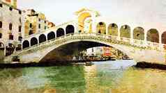 一瞥著名的威尼斯桥大运河
