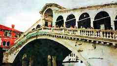 一瞥著名的桥中心威尼斯