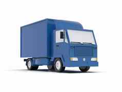 蓝色的玩具商业交付卡车白色背景
