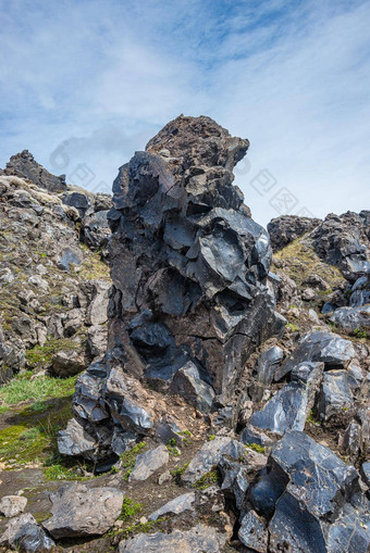 火山玻璃岩石黑曜石发现熔岩字段形成聚合岩浆火山火山喷发流纹岩硅冰岛
