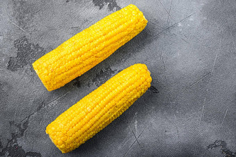有机黄色的甜蜜的玉米结实的矮灰色变形背景前视图空间文本