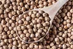 木勺子鹰嘴豆豆种子健康的素食者营养组件木勺子鹰嘴豆豆种子健康的营养组件