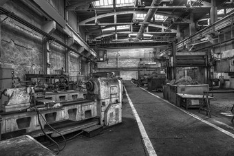 工厂工业机械黑色的白色水平视图