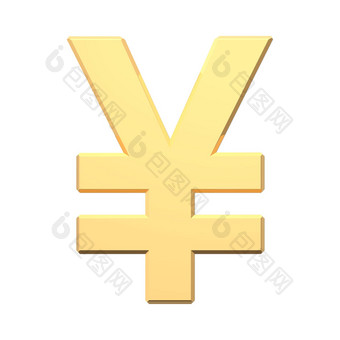 黄金日元标志孤立的白色