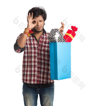 年轻的但显示拉基手购物袋礼物盒子场合拉克沙班丹节日