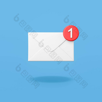 邮件信封通知蓝色的背景