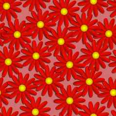 美丽的现代背景无缝的模式红色的洋甘菊花减少纸花时尚有创意的壁纸时尚的自然春天夏天背景