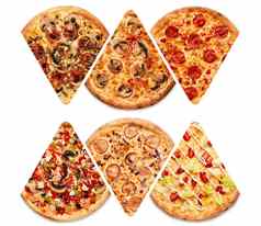 减少片美味的新鲜的披萨意大利辣香肠白色背景前视图