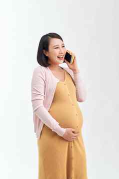 快乐怀孕了女人调用智能手机首页