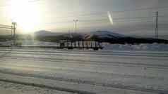 火车停跟踪站完整的雪北部瑞典