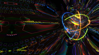 量子华丽光蓝色的核心未来主义的电脑动画摘要背景