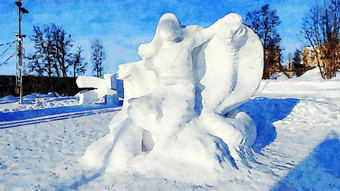 水彩代表冰<strong>雕塑城市</strong>的公共公园
