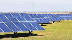 太阳太阳能面板场太阳能能源权力植物工业生态概念自然生态绿色技术