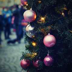 美丽的色彩斑斓的圣诞节装饰背景圣诞节树