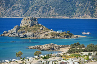 美丽的海滩海<strong>旅游度假</strong>胜地希腊岛食物美丽的概念夏天假期自然色彩斑斓的背景