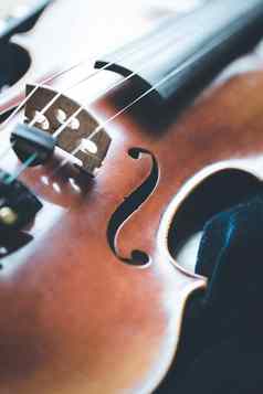 小提琴音乐仪器概念古董风格关闭小提琴