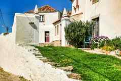 狭窄的街道白色房子azenhas三月葡萄牙