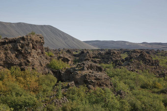 黑暗之城岩石小镇湖米湖北部冰岛火山洞穴熔岩字段岩石形成