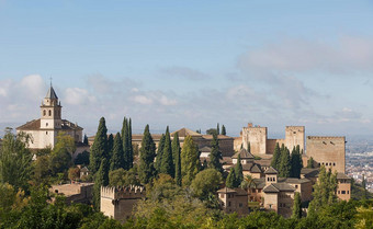 古老的阿拉伯语堡垒Alhambra格拉纳达西班牙