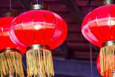 红色的中国人灯笼挂准备中国人一年