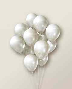 白色空气气球集团奶油米色背景