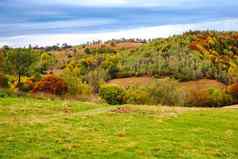 色彩斑斓的秋天景观罗马尼亚喀尔巴阡山