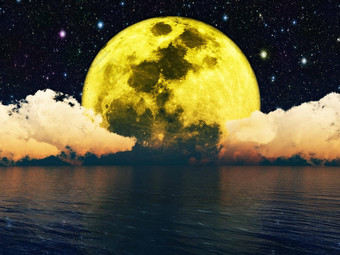 月光照耀的晚上元素图像有家具的美国国家航空航天局