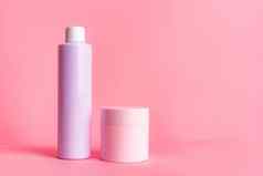 罐子梦想粉红色的背景水疗中心治疗复制空间奶油护理化妆品美容