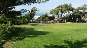seagrove公园的<strong>三月</strong>加州美国海边草坪上绿色草海洋视图弗罗姆