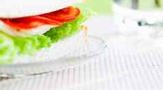 奶酪蔬菜三明治健康的零食自制的食物风格概念