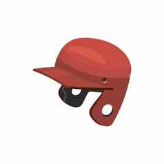 红色的棒球头盔图标卡通风格