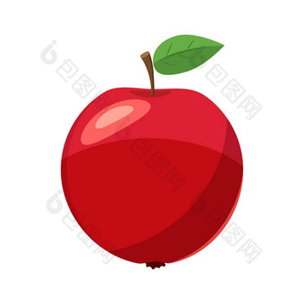 新鲜的红色的苹果图标卡通风格