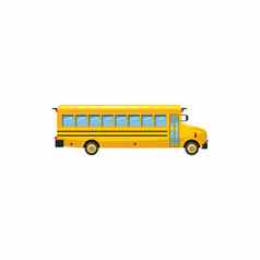 黄色的学校公共汽车图标卡通风格
