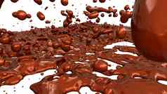 融化了巧克力可可咖啡溅滴