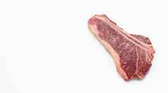 新鲜的生一块牛肉肉西冷steakon白色背景大理石的一块肉纽约