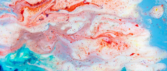 水平横幅背景丙烯酸软蓝色的粉红色的闪光色彩斑斓的大理石纹理流体液体大理石艺术图片“先锋创造力
