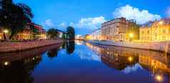 嘿，你好河圣彼得堡晚上全景晚上圣彼得堡文章旅游旅程