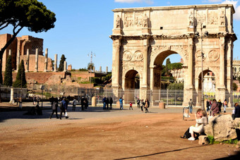 3月罗马意大利视图拱康斯坦丁游客由于冠状病毒