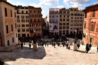 3月罗马意大利视图广场西班牙游客冠状病毒