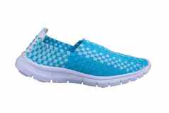运动鞋体育鞋子一边视图白色背景蓝色的拖鞋