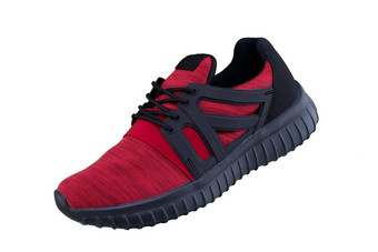 运动鞋黑色的红色的体育运动鞋子白色背景