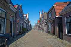 中世纪的房子街道后肠荷兰