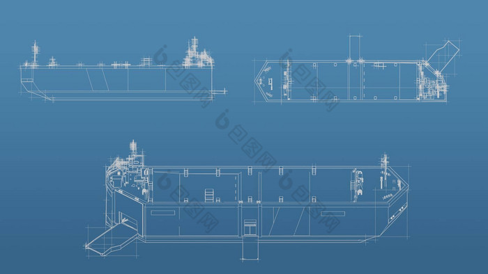 船蓝图网模型蓝色的背景前面视图拼字正确的的角度来看免费的风格渲染呈现