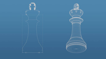 国际象棋蓝<strong>图网</strong>模型蓝色的背景前面视图拼字正确的的角度来看免费的风格渲染呈现