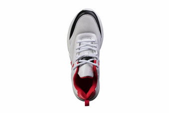 白色运动鞋红色的黑色的口音前视图体育运动鞋子