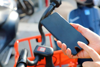 共享自行车手智能手机扫描代码共享自行车城市