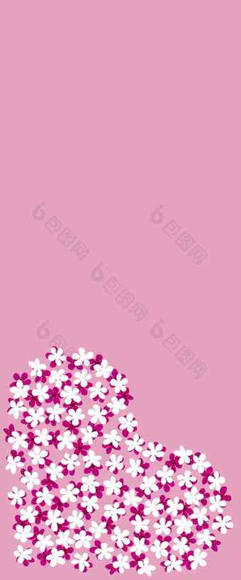 现代垂直业务卡设计模板心使粉红色的白色樱花花装饰粉红色的背景
