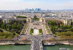 空中视图巴黎城市他的河埃菲尔铁塔塔法国4月