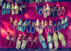 传统的奥斯曼帝国风格拖鞋集市