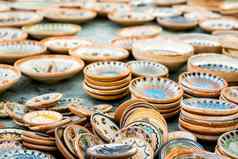 sibiu城市罗马尼亚9月传统的罗马尼亚手工制作的陶瓷市场陶工公平sibiu罗马尼亚